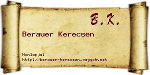 Berauer Kerecsen névjegykártya